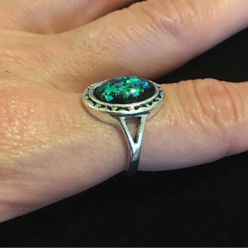 Mystical Green and Blue Sparkle Ring
